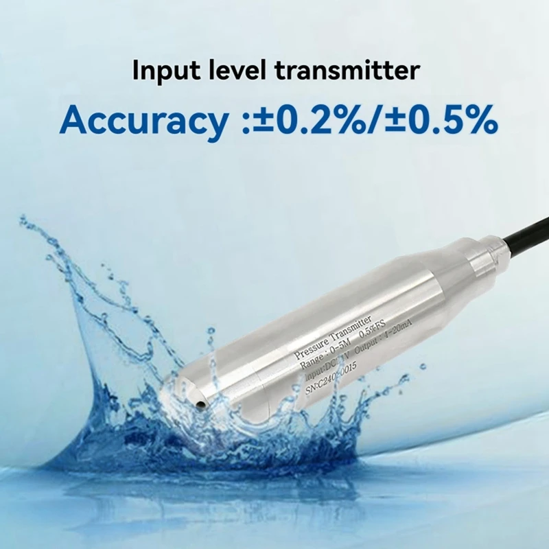 Trasmettitore di livello dell'acqua Sensore di livello del liquido Trasmettitore di livello dell'acqua sommergibile Portata 1M Cavo da 5M