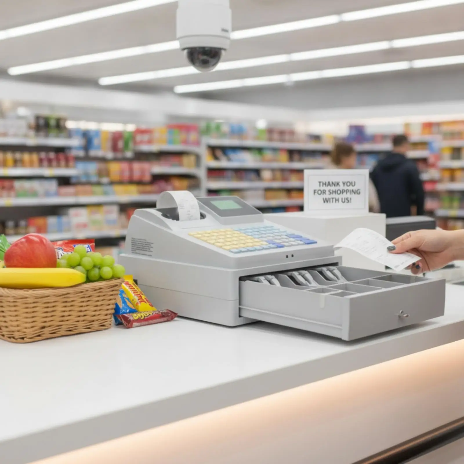 Double Display Register Multi-Functional Register with Receipt Printer Built-in POS Terminal for Retailers, Retail Stores,
