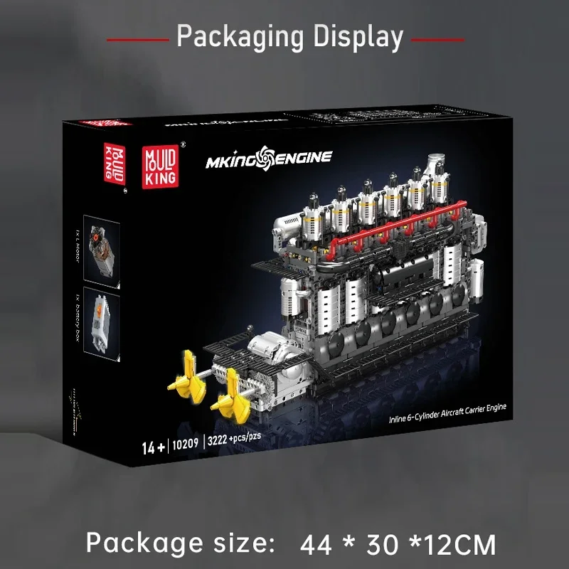 Mould King 10209 Inline 6-Cylinder Engine Creative Toys Entertainment Model Building Blocks sets moc Bricks Kids Christmas Gifts