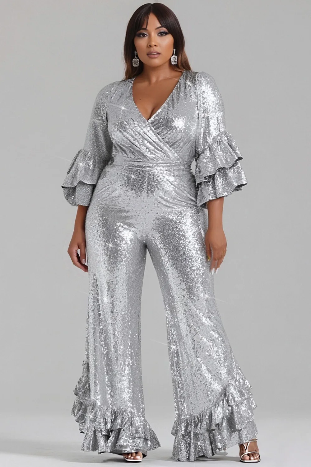 بالإضافة إلى حجم حزب الفضة التفاف الرقبة 3/4 كم كشكش خمر حللا الترتر المتدرج