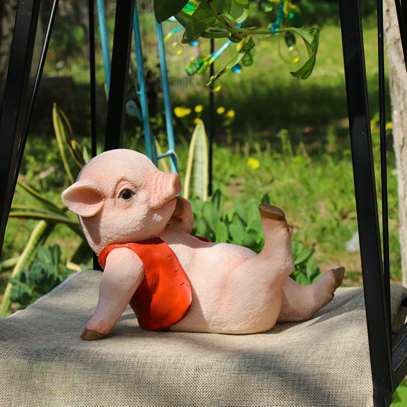 Simulated Cute Animal Piglet Resin Accessories Balcony Landscape Figurines Crafts Outdoor Courtyard Villa Sculpture Decoration