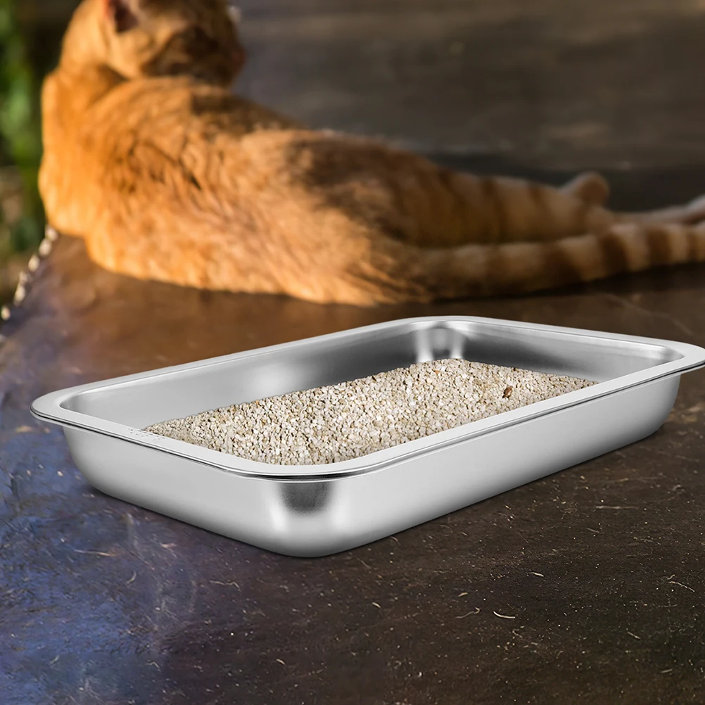 

2pcs Cat Litter Box Large Space Durable No Smell Easy Clean Portable Open Pet Toilet for Home Balcony Bathroom Small Animal
