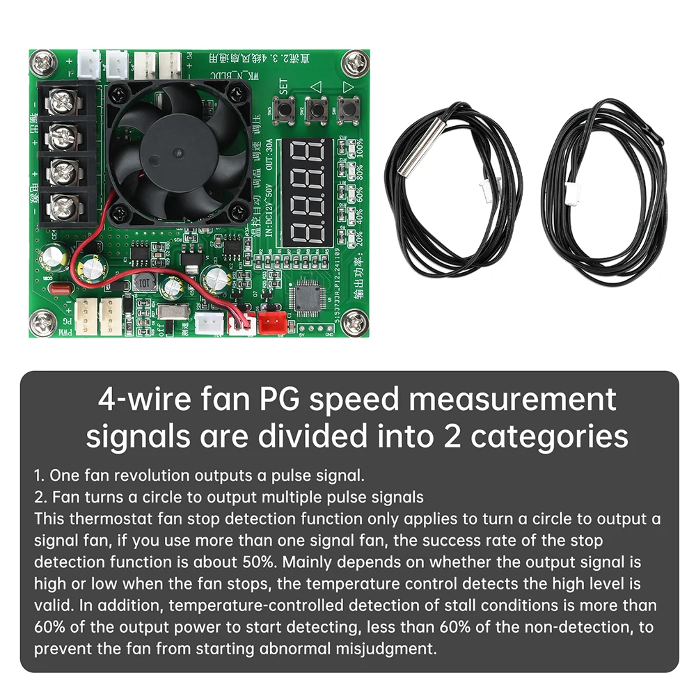 Universeller PWM-Temperaturregler mit Drehzahlregelung DC 12-50V 30A 2-Draht 3-Draht 4-Draht Lüftermodul mit Drehzahlanzeige für Hardware – Detail 11