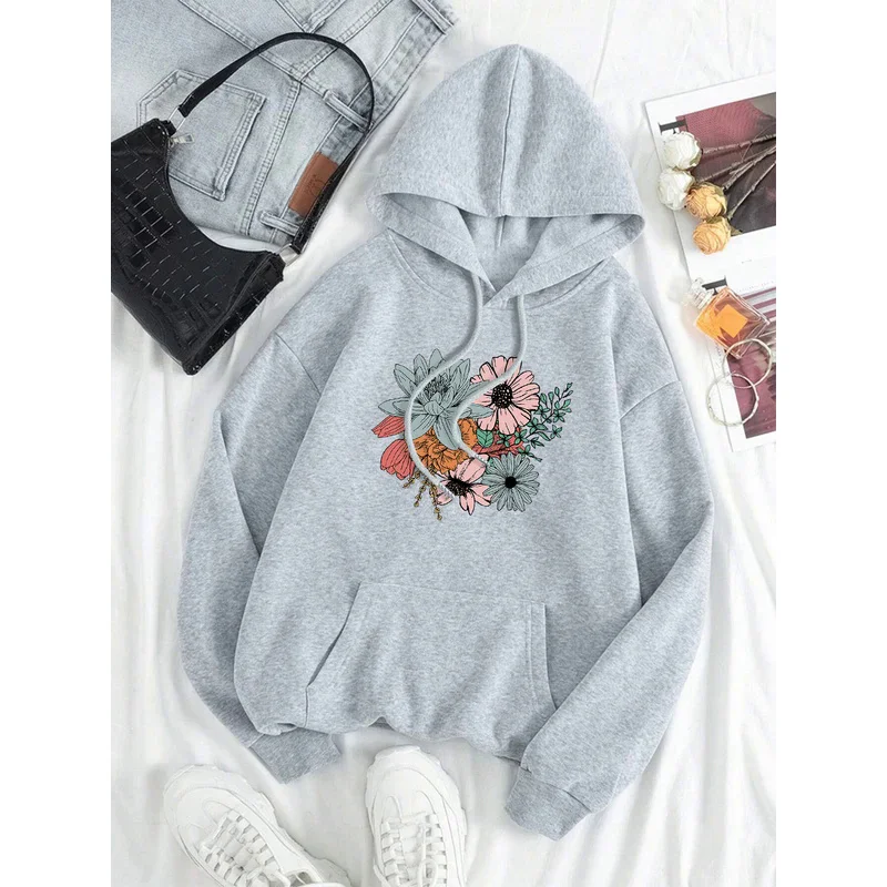 

In Spring Flowers Bloom In Full Bloom Men Women Hoodie Pocket Streetwear Harajuku Fleece Hoodies Fashion Fleece Couple Clothing