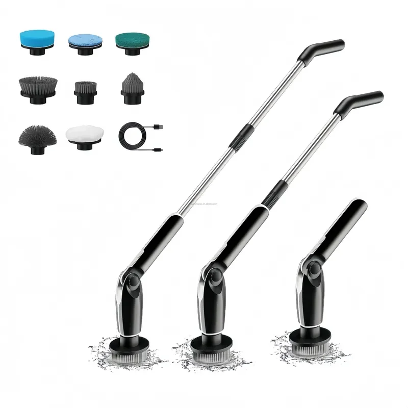 Cordless Electric Cleaning Brush 50kg Torque 2 Speeds Stainless Steel Handle for Bathroom Tile Floor Bath Scrubber Wholesale