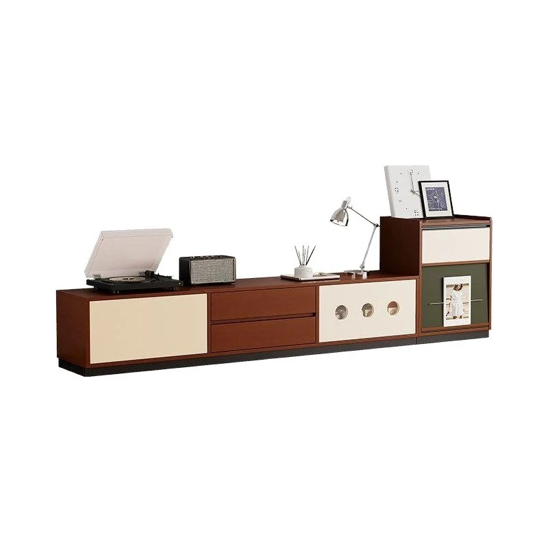 Floor TV Cabinet Living Room Household Medieval Cream Wind TV Storage Cabinet Floor  Simple