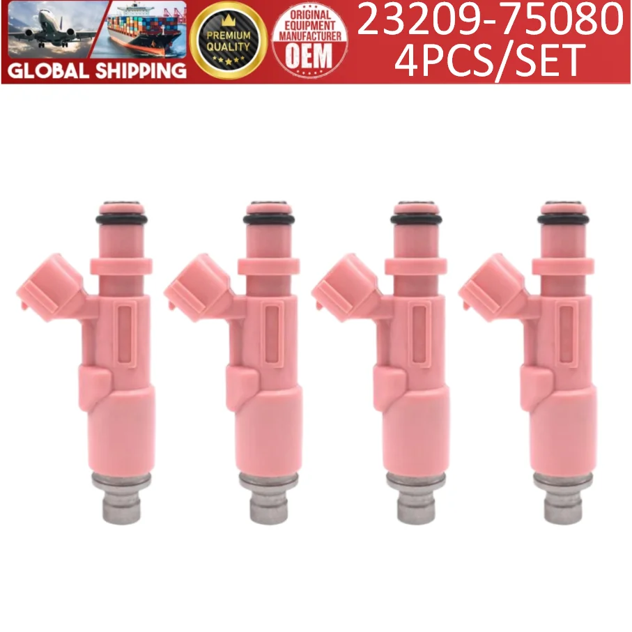 4pcs 23209-75080 Fuel Injectors For 1999-2004 Toyota 4Runner Tacoma 2.4L 2.7L L4 Engine code 2RZFE 3RZFE#23250-75080 23209-79135