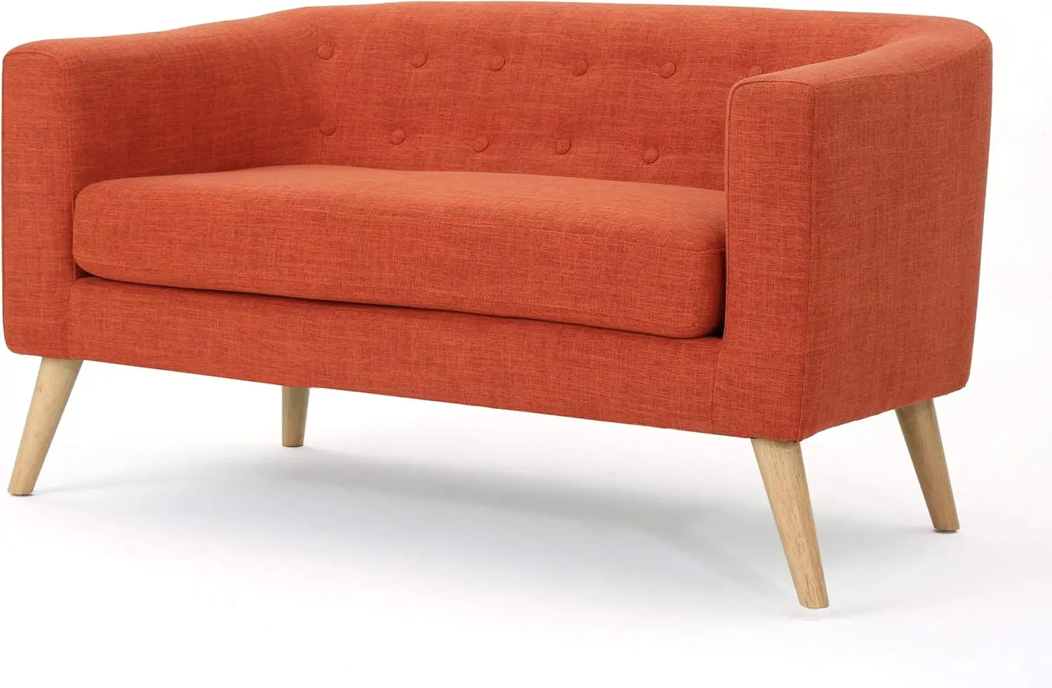 Christopher Ridder Home Bridie Mid-Century Modern Loveseat, Gedempte Oranje Stof