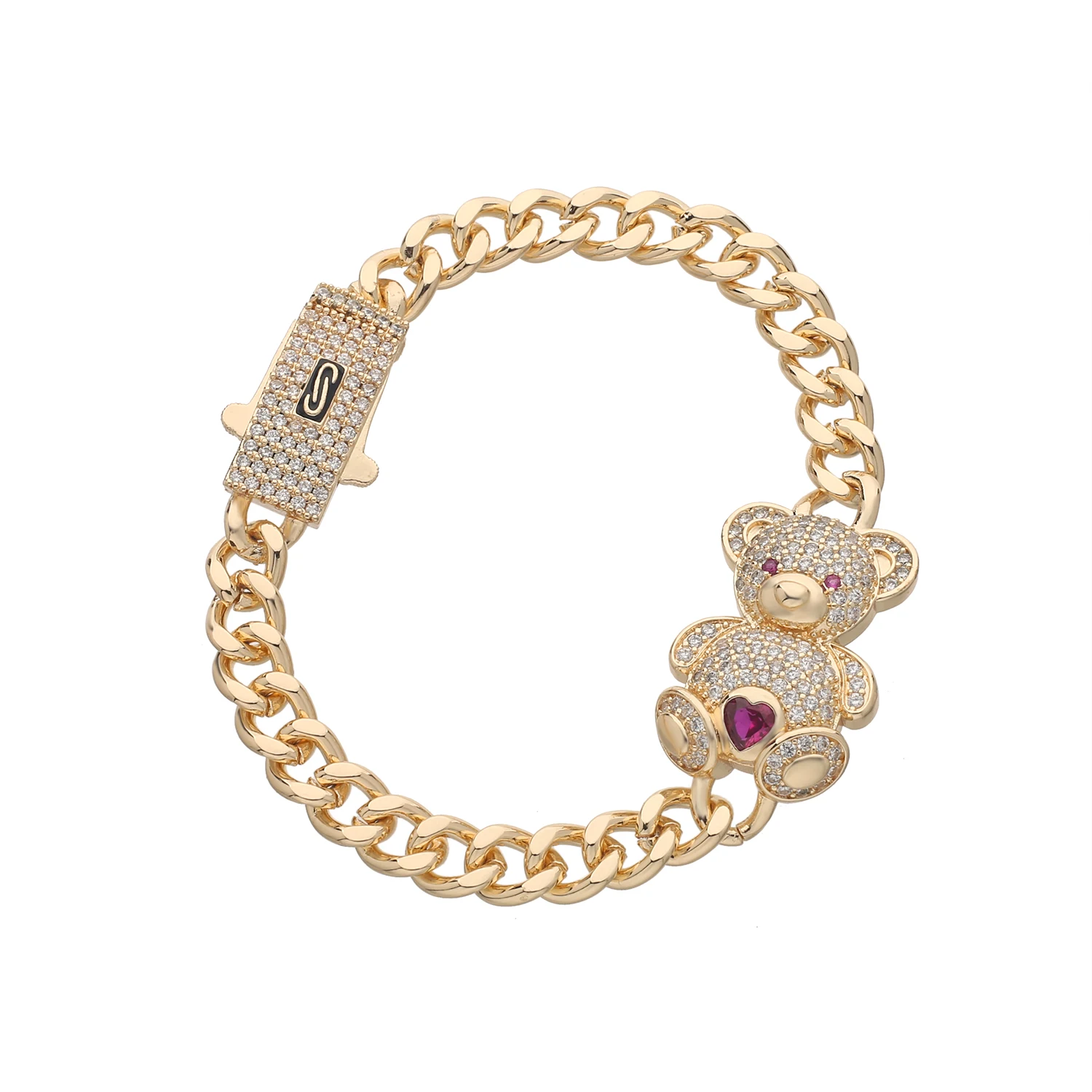 Original and Cute Teddy Bear Women\'s Bracelet CZ Crystal Animal Bracelet Engagement Party Gift Wholesale Daily Necessities