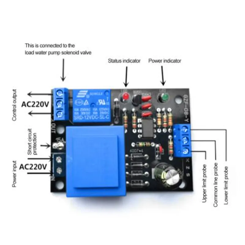 Water Level Liquid Level Switch Sensor Controller Water Tank Tower Pool Automatic Pumping Water Drainage Ac 220V Power Supply