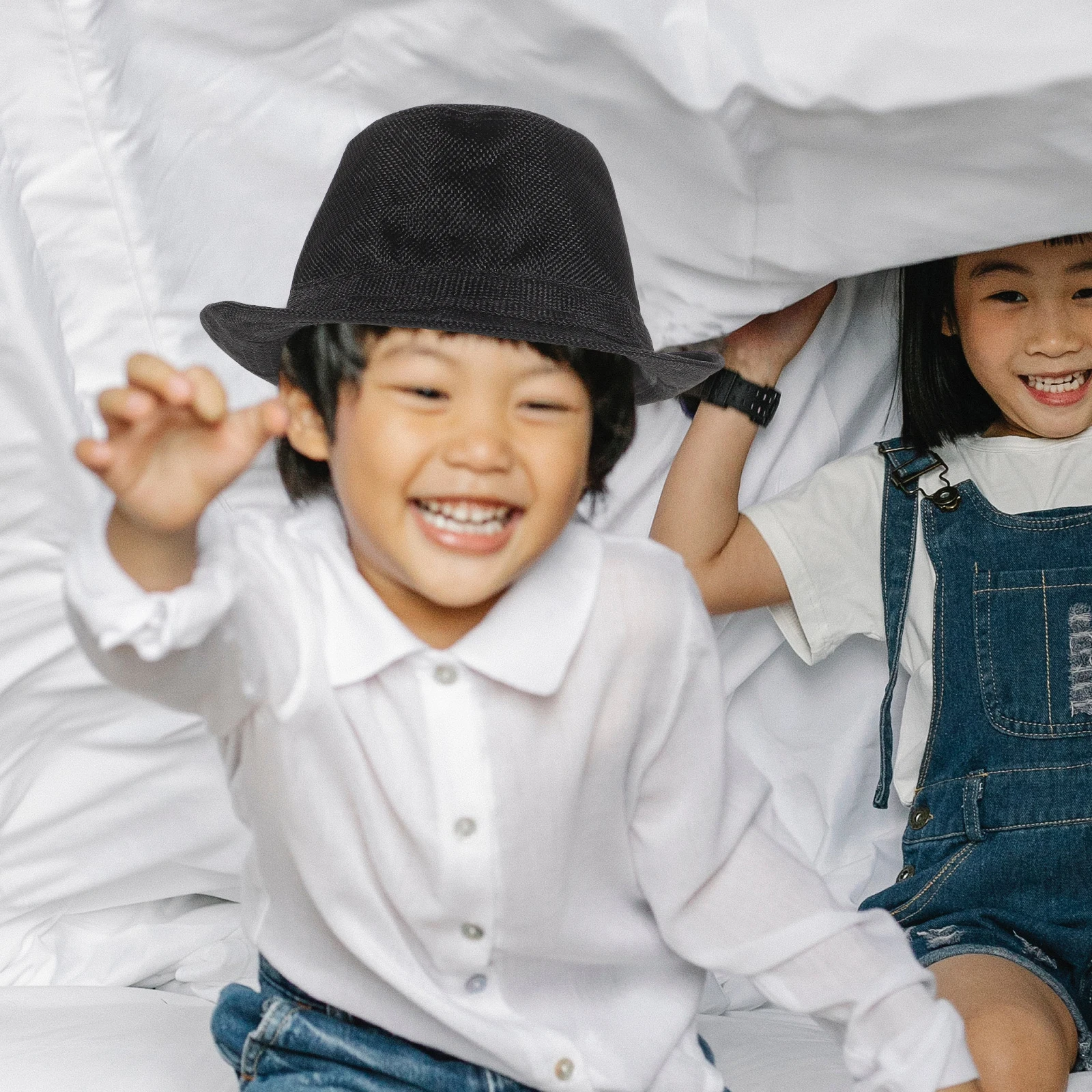 

Style Dance Performance Hat Kids Top Child Cowboy Round Fedora Hats Men Cap Middle Aged