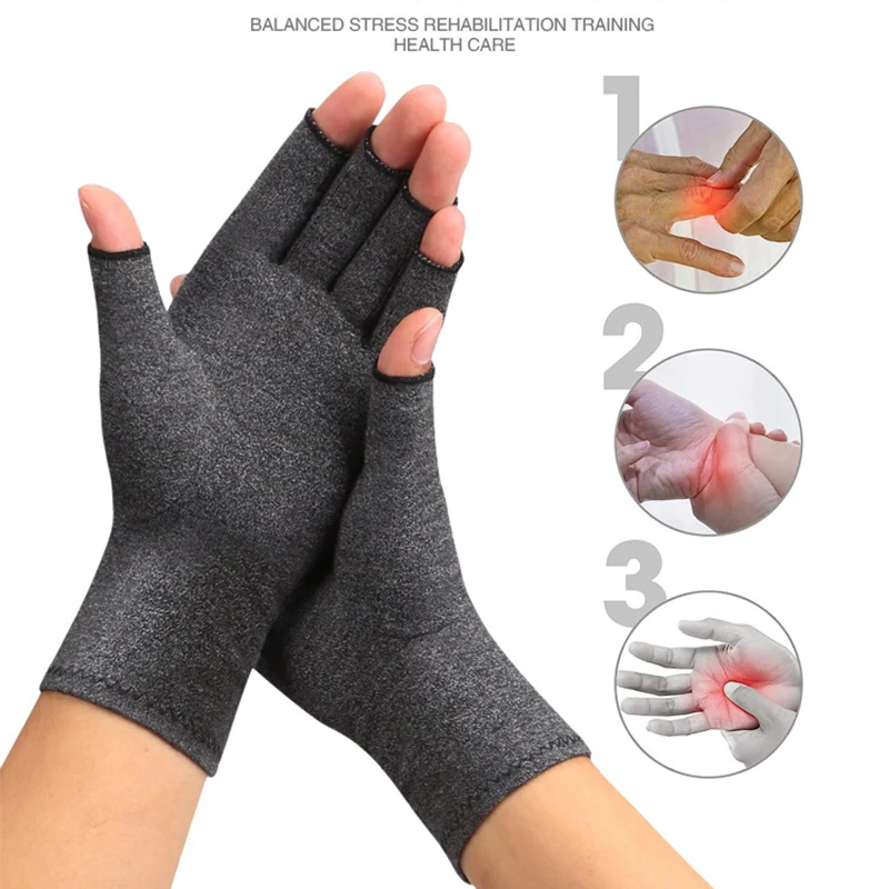 Compression Arthritis Gloves Wrist Support Therapy Wristband Half Finger Compression Gloves Joint Pain Relief Cycling Gloves