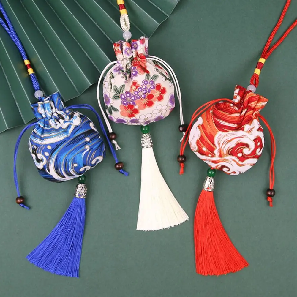 Printing Cloth Sachet for Filled Fragrant Herbs Hanging Tassel Small Pouch Bedroom Decoration Car Hanging Chinese Style Sachet