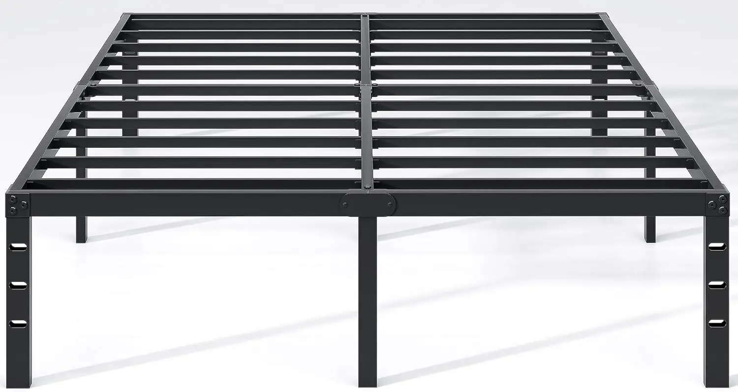 

Queen Size Metal Bed Frame with Storage, Heavy Duty Sturdy Foundation, Easy Assembly, Black 14 Inch