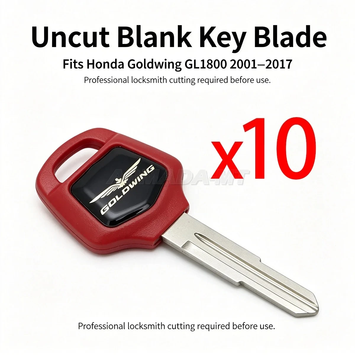 Lot of 10 Blank Motorcycle Key Replacement for Honda Goldwing GL1800 2001-2017 Motorcycle Accessories Uncut Key Blades w/ Slot