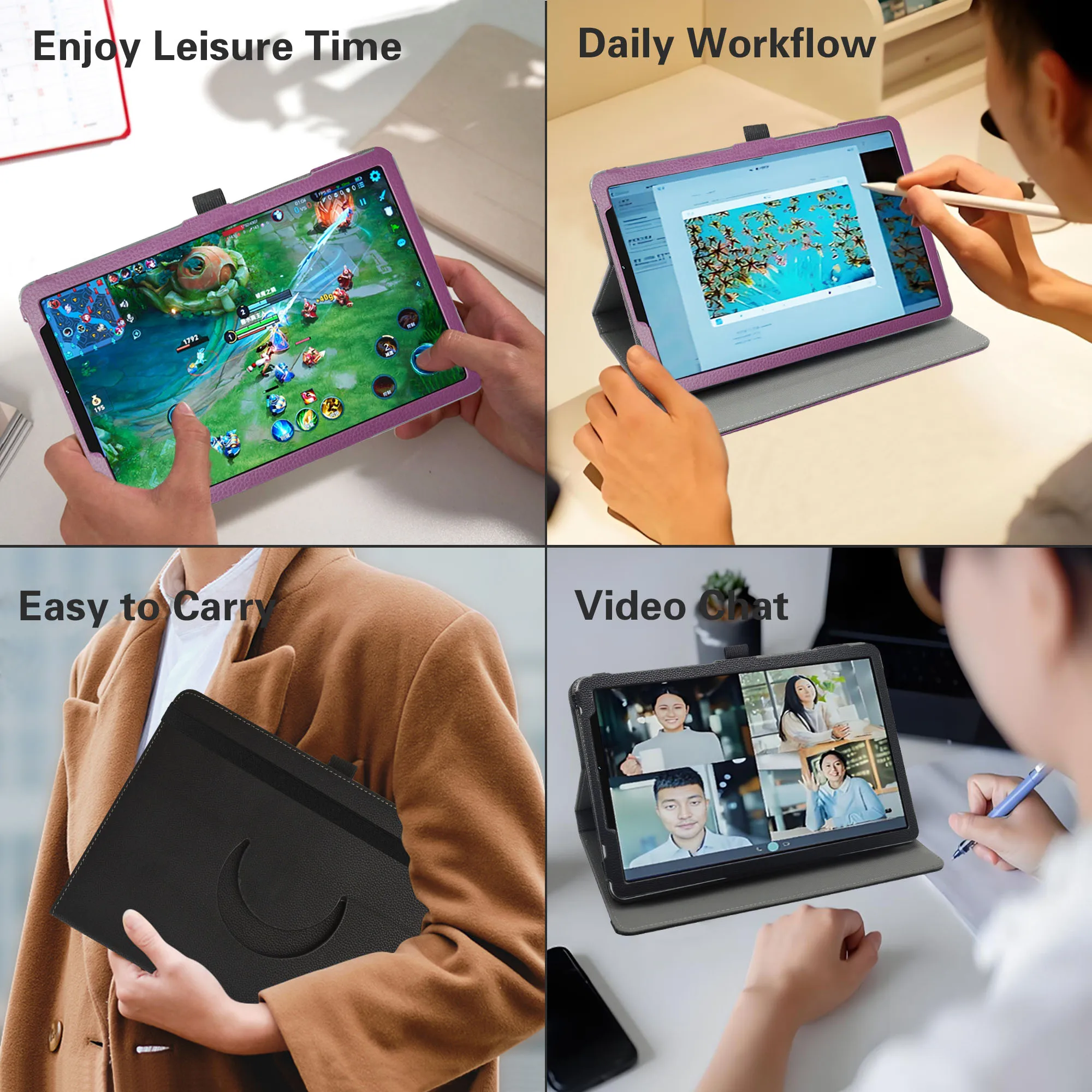 For Phatom E8A/HAOVM M8 8.7 inch Tablet Case , 360 Degree Rotary Rotating PU Leather Cover 5