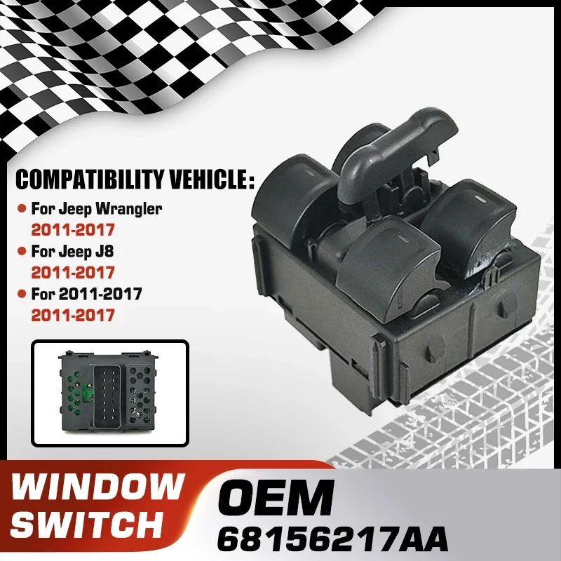 

Car Electric Power Window Lifter Master Control Switch Button For Jeep Wrangler Jeep J8 Jeep TJL-J8 2011-2017 68156217AA 12 Pins