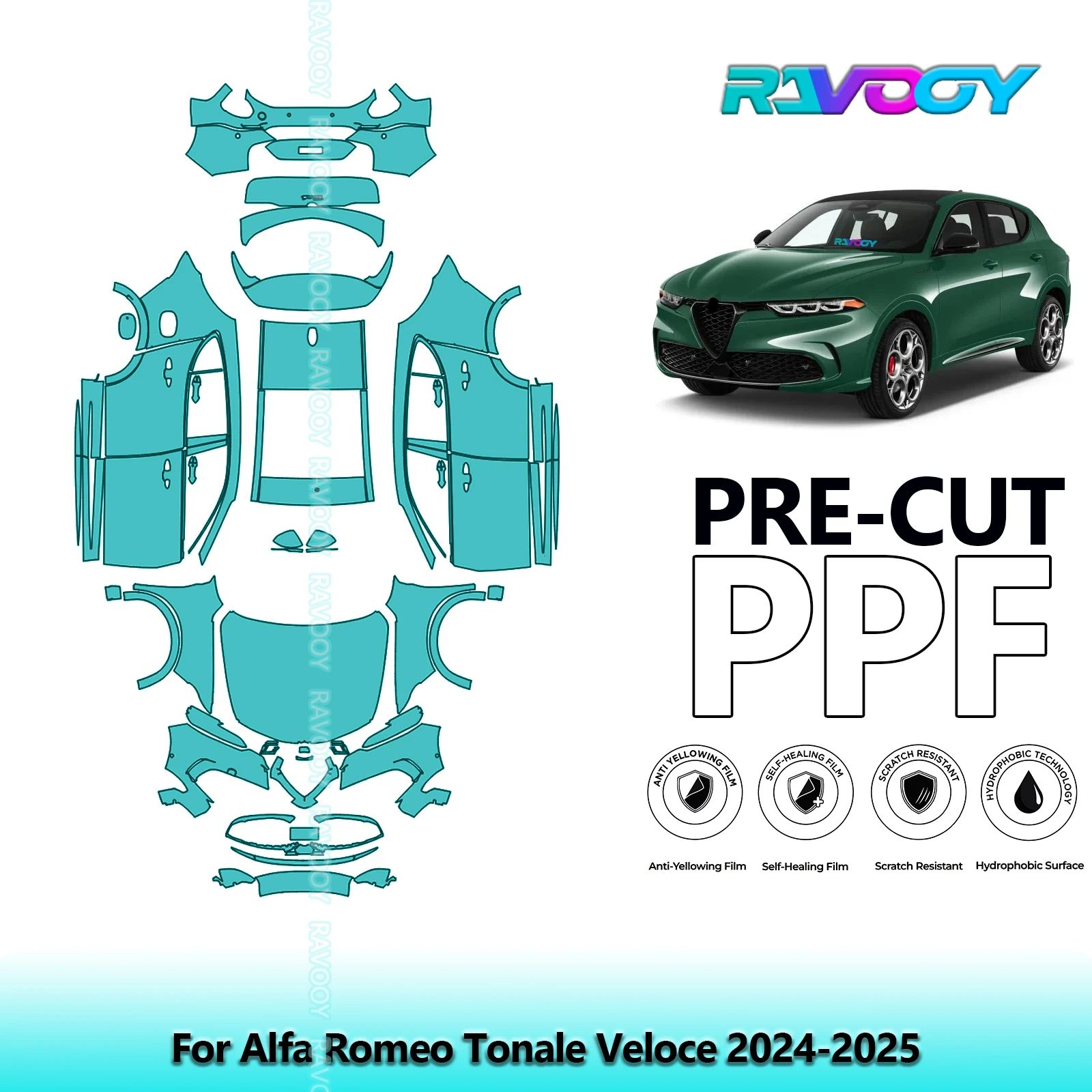 

Full Vehicle Clear Bra Precut PPF Paint Protection Film For Alfa Romeo Tonale Veloce 2024-2025