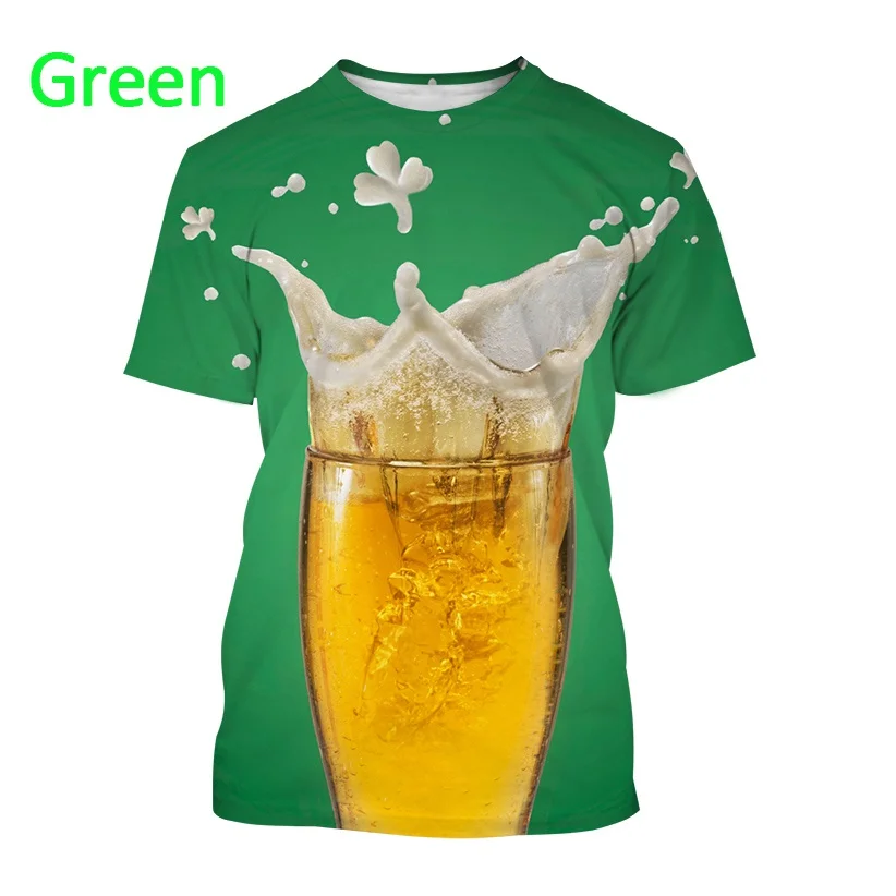 Creative Design Beer Pattern T-shirt Fashion Personality Unisex Harajuku Style Streetwear Casual Short Sleeve T-shirt Top