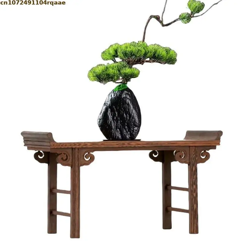 Natural Solid Wood Standing Flower Base Vase Flower Pot Sorting Table Stand Bonsai Holder Plant Shelf Miniature Desk Furniture