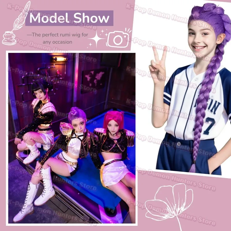 Cosplay Kpop Huntrix Rumi Parrucca Cosplay Festa di Halloween Accessorio per demone Cacciatori Coda di cavallo staccabile