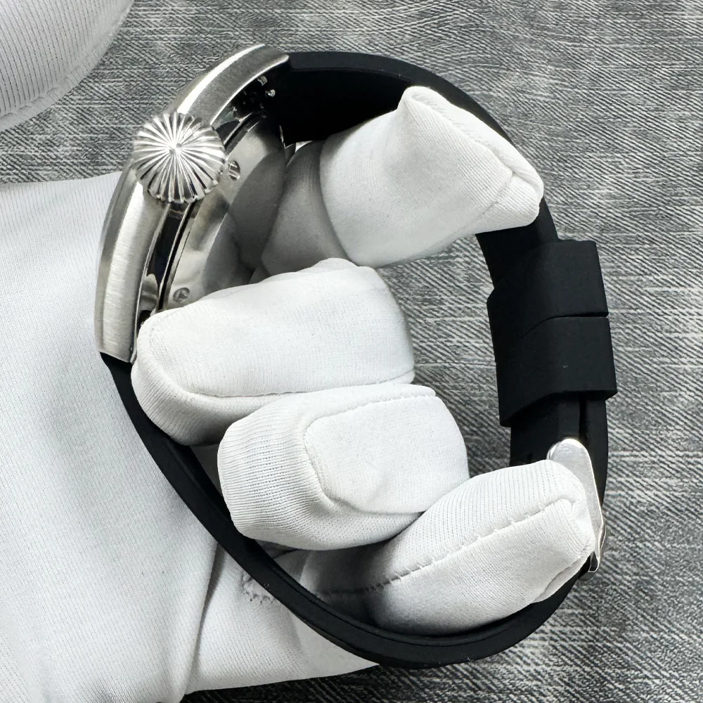 36mm الساعات الميكانيكية القبة الياقوت الزجاج العقيمة الهاتفي المطاط حزام NH35 التلقائية ساعة رجالي