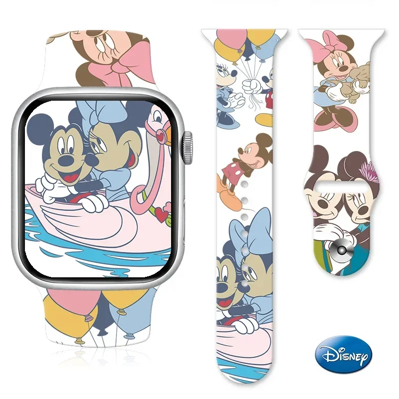 Disney Mickey Mouse Watchband Soft Silicone Strap for Apple Watch Band Ultra 49mm 44mm 45mm 42mm 41mm 42mm Iwatch Series 7 6 5 4