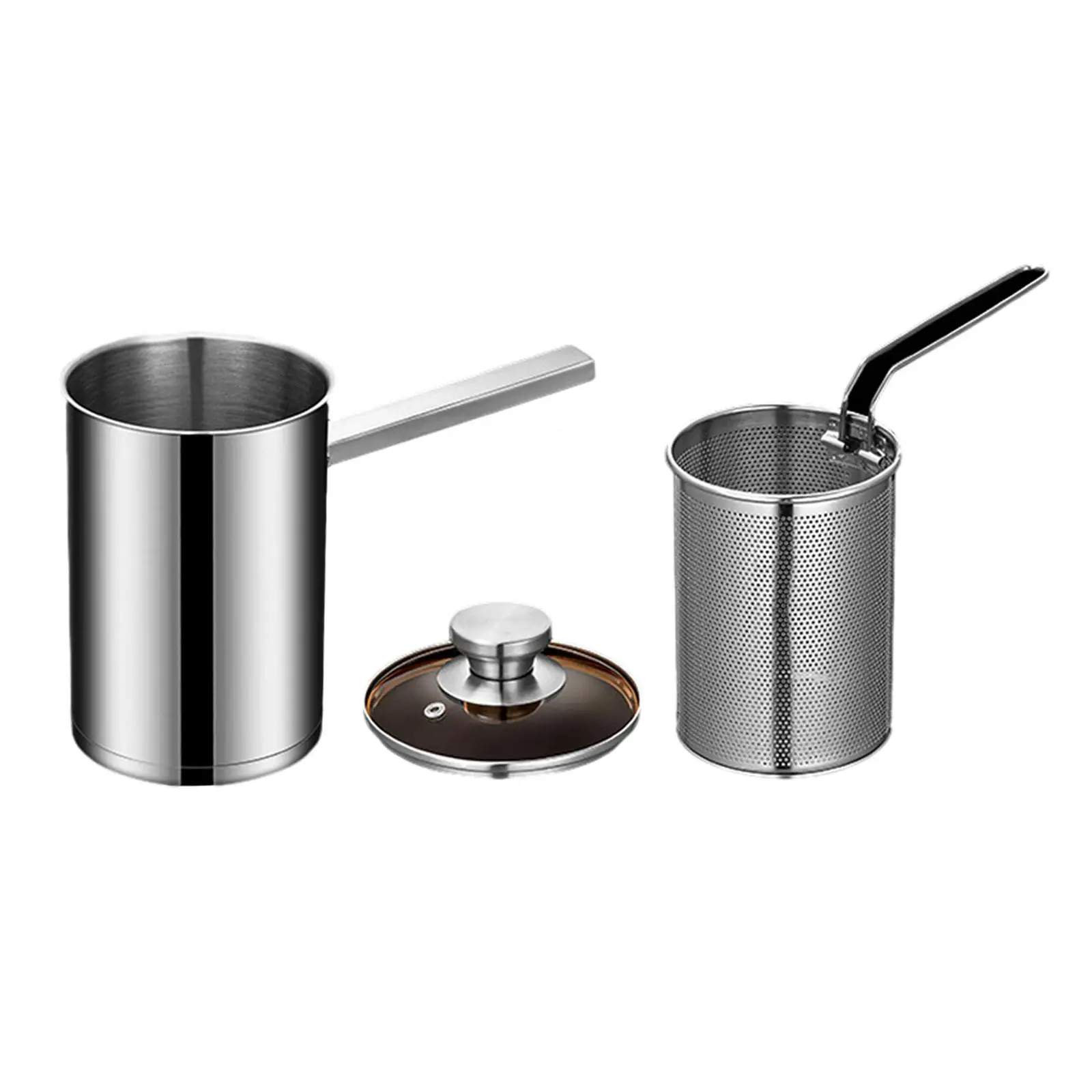 Deep Frying Pot Cooking Tool Portable Thick with Handles Kitchenware Frying Basket Pan for Kitchen Camping Party Picnic Home