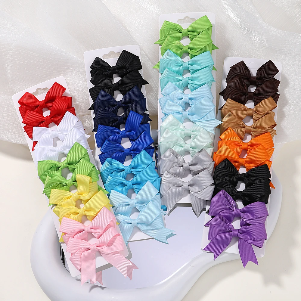 10Pcs/set Grosgrain Ribbon MiNi Hair Bows with Clip for Girls Hairpins Boutique Barrettes Headwear Cute Kids Hair Accessories