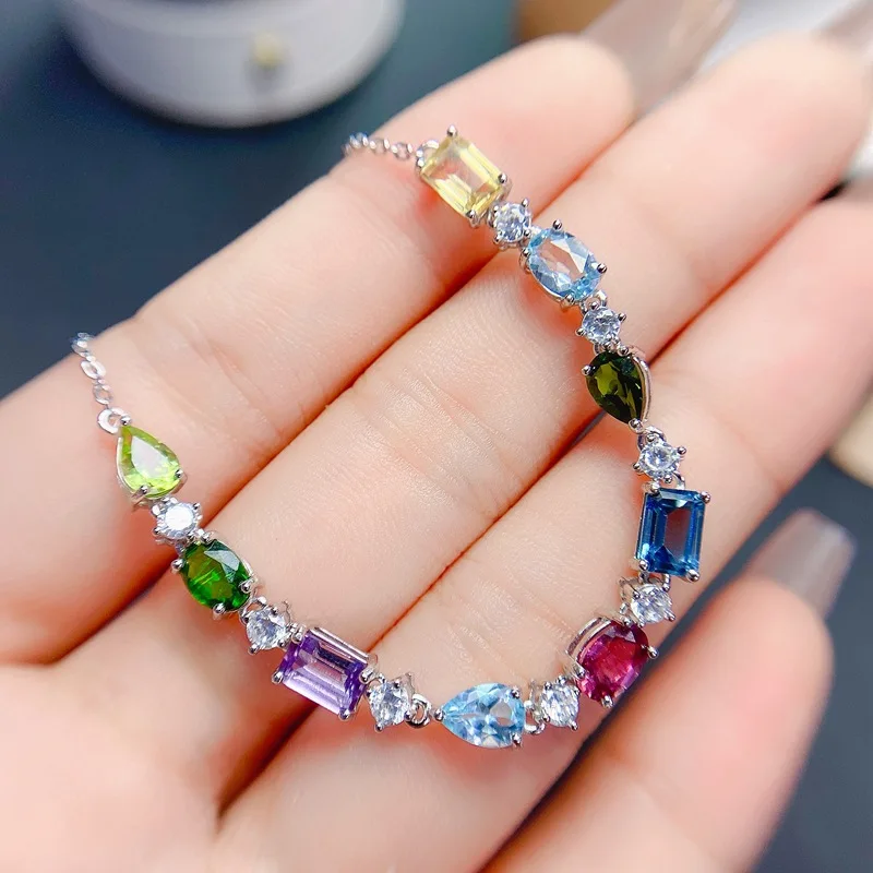 

variety of gemstones with women's bracelets 925 sterling silver hot selling exquisite craft