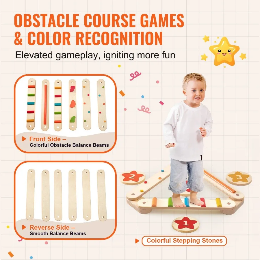 Balance Beam Stepping Stones Gym Obstacle Balance Board 6PCS
