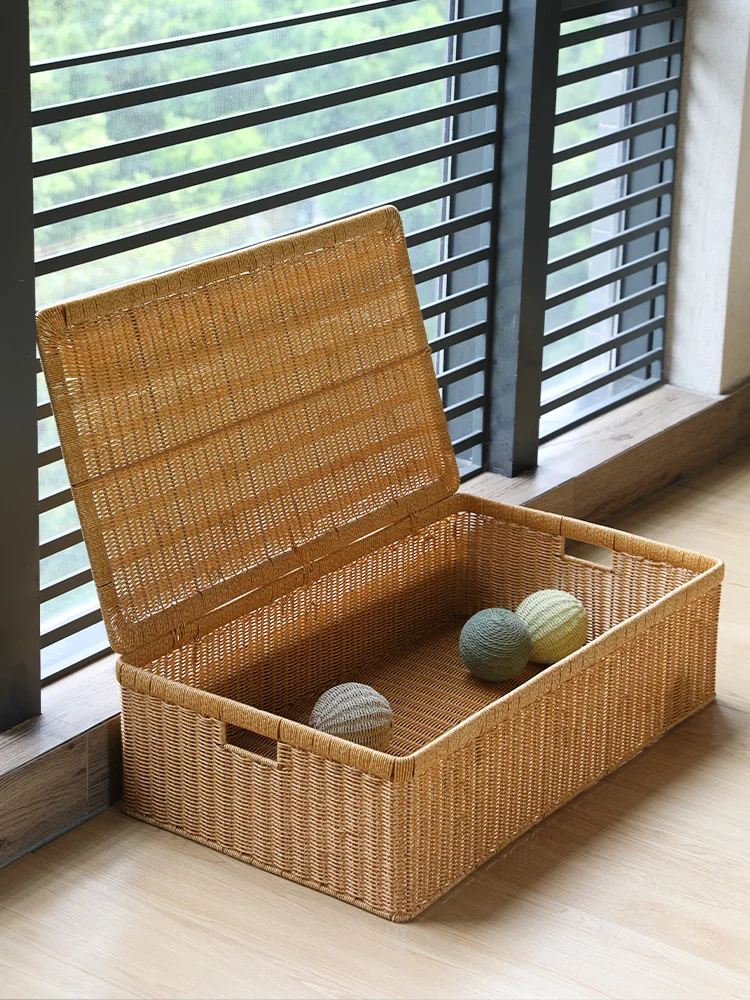 

Pudong Rattan Woven Bed Bot Storage Box Der Sle Underbed Closet for Clothes And Quilts with Cover Large Size