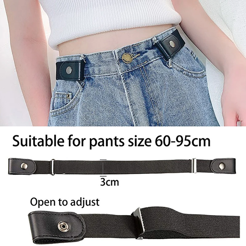 1PC Lazy No Hassle Belt Buckle-Free Waist Belt For Jeans Pants No Buckle Stretch Elastic Waist Belt For Women Men