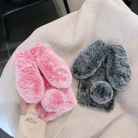 Bunny Fur Phone Cases For Xiaomi Redmi 13C A3 Note 12 13 Pro 12S Rabbit Plush Case for Mi 14 13T Poco M6 X6 Soft Silicone Cover