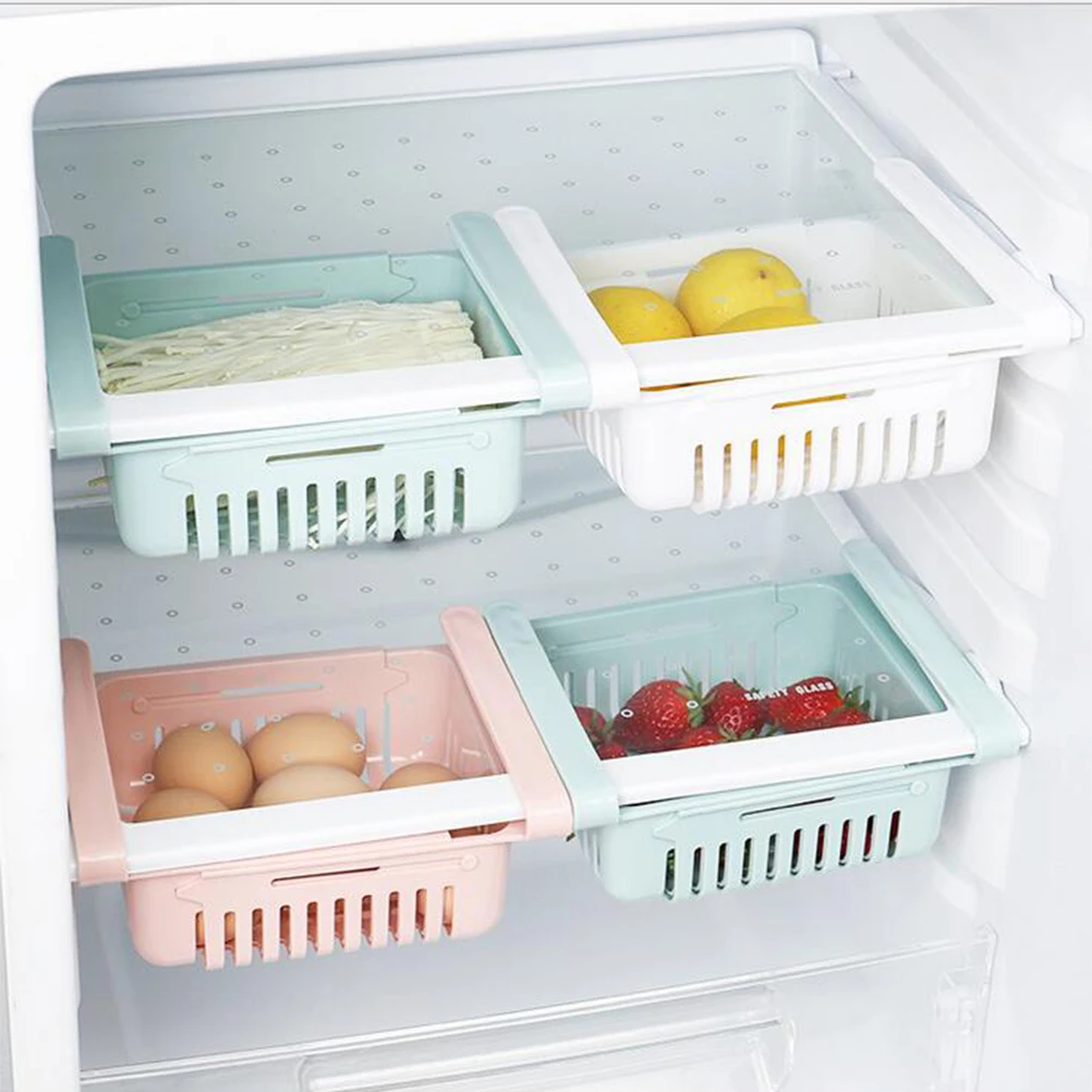 

2pcs Refrigerator Storage Box Retractable Food Storage Container Collapsible Plastic Holder Space-Saving Bacteria-Resistant