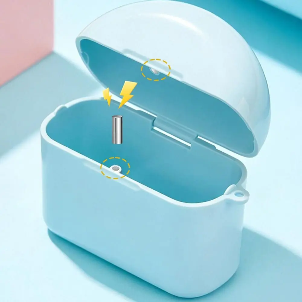 Drainage Design Denture Storage Box Reusable Portable Size Denture Retainer Case Protective with Hanging Handle