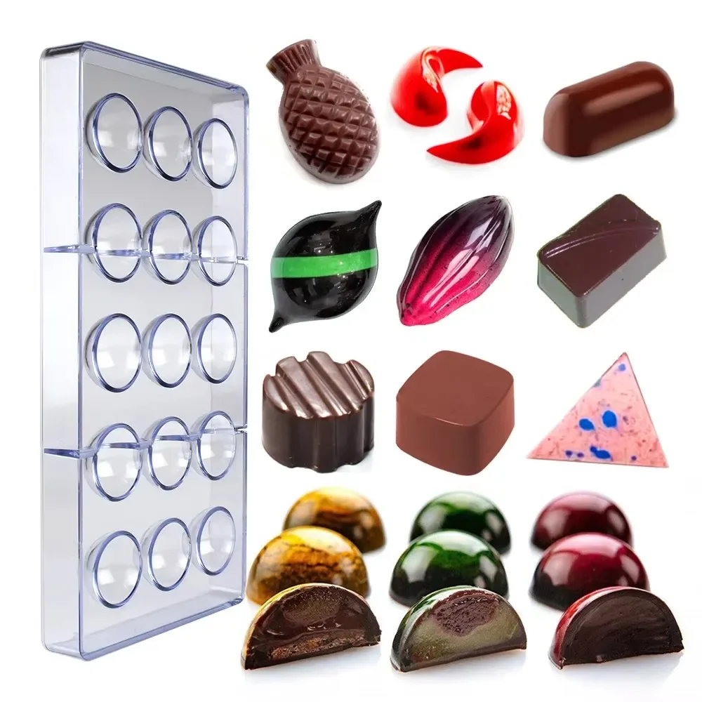 1Pc Polycarbonate Chocolate Mold - Heart/Flower/Sphere/Rose/Irregular Shapes, Beginner Friendly for Bakers & Candy Making Tools