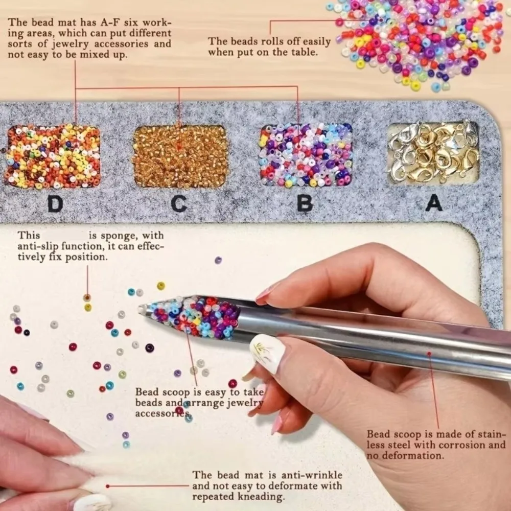 Felt Felt Beading Tray Alphabetic Scale Measurement Markings Beadwork Design Tray Felt Surfaces Nonslip Beading Mat