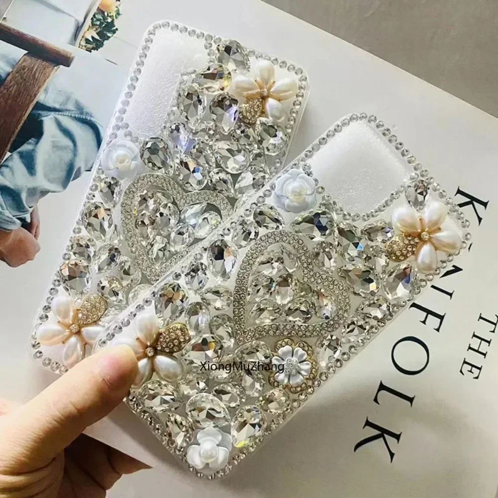 

Luxury Love Heart Rhinestone Crystal Custom Case for ZTE Blade A73 V50Vita V50 Design Smart Axon 50 Lite Z60 Z50 Ultra Z50S Pro