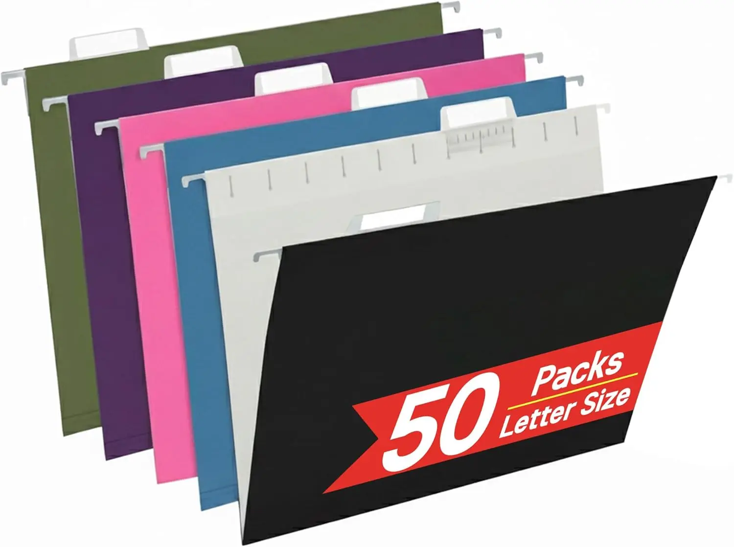 

50 папок-конвертов для подвесного хранения, разноцветные папки формата Letter с регулируемыми вырезанными вкладками 1/5 для офиса/дома/школы, Декабрь