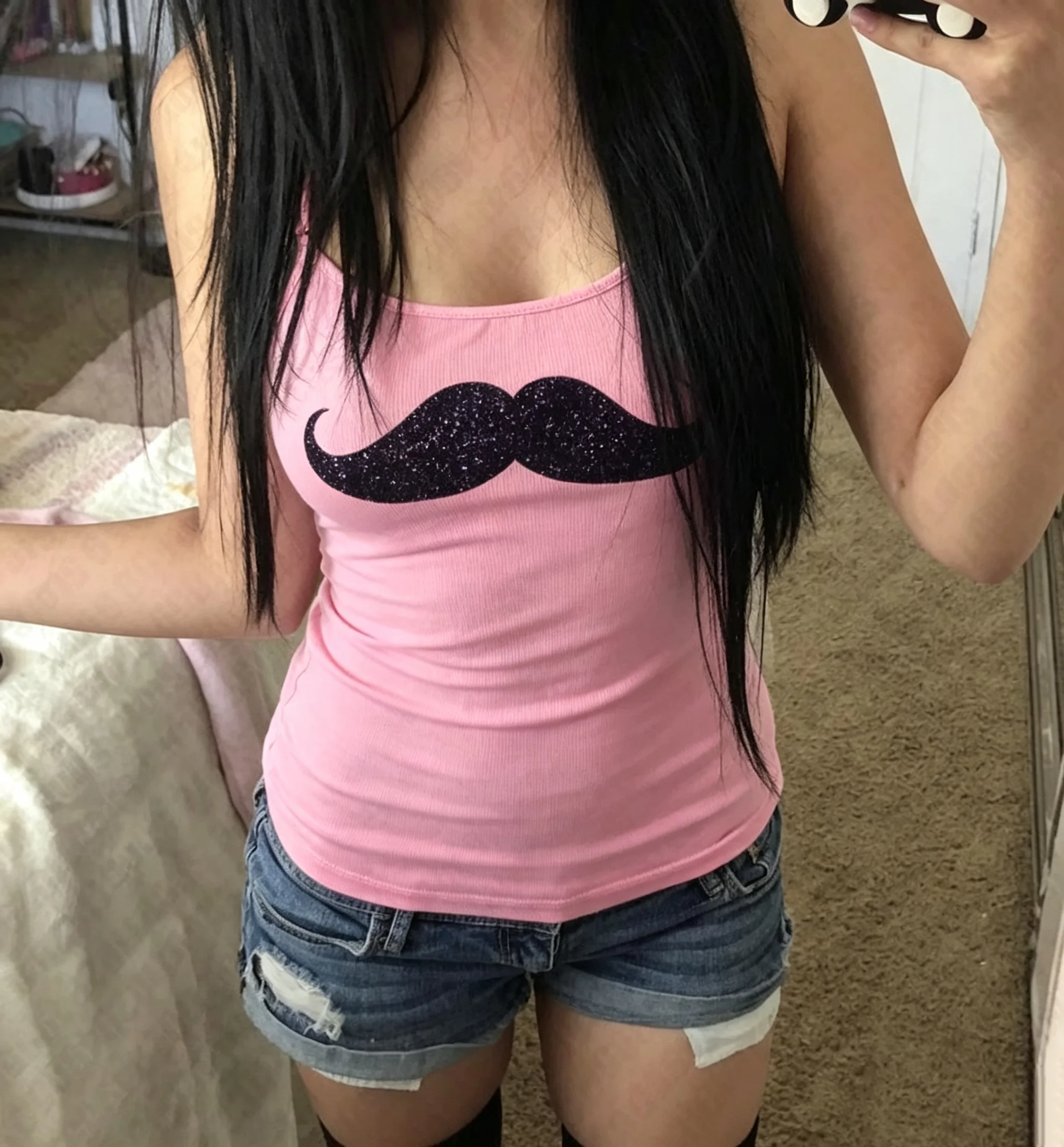Cute Apple Patch Women Spaghetti Strap Camisole Brown Ribbed Slim Crop Tank Retro Aesthetic Top