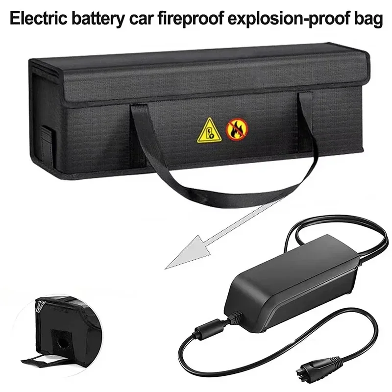 Electric Bicycle Battery Storage Bag, Portable Explosion Proof Lipo Bag For E-Bike, Fire Resistant Charging Protection