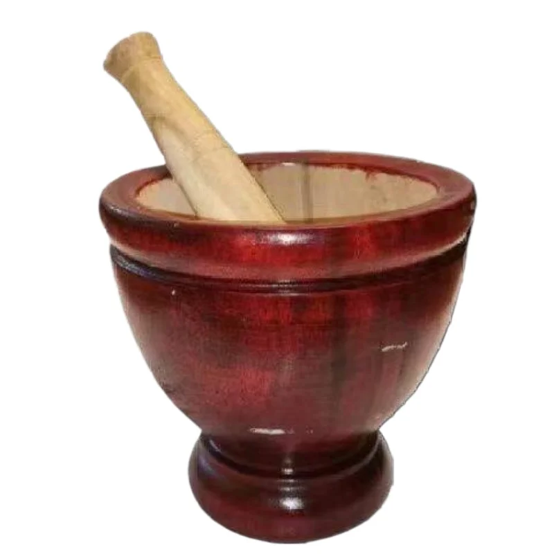 Thai wood mortar Stir garlic Imported pile nest wood round mortar Household and commercial