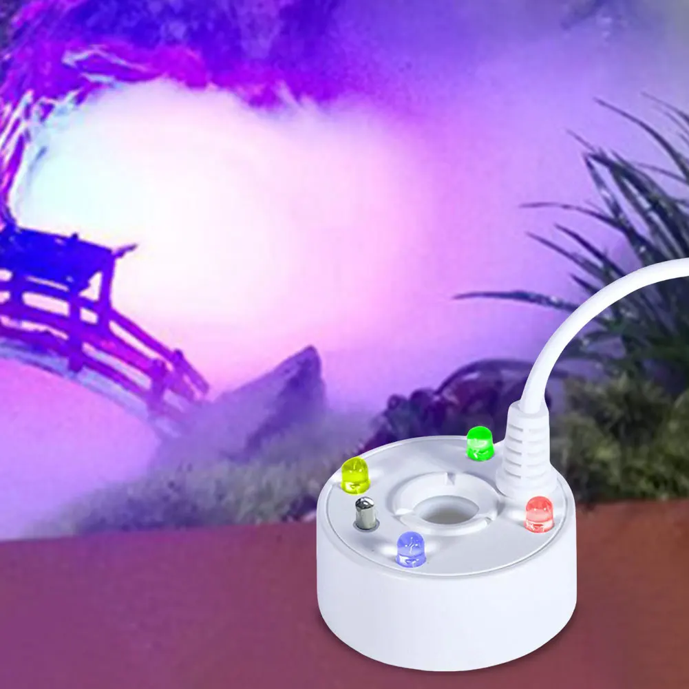 USB Mist Maker With 4 LED Colorful Lights Fogger Atomizer for Halloween Party Decorations for Fish Tanks Rockery Decoration