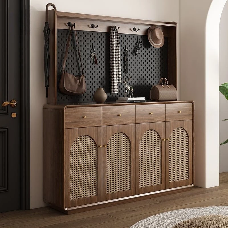 Home entrance door shoe cabinet living room storage cabinet small apartment with perforated board