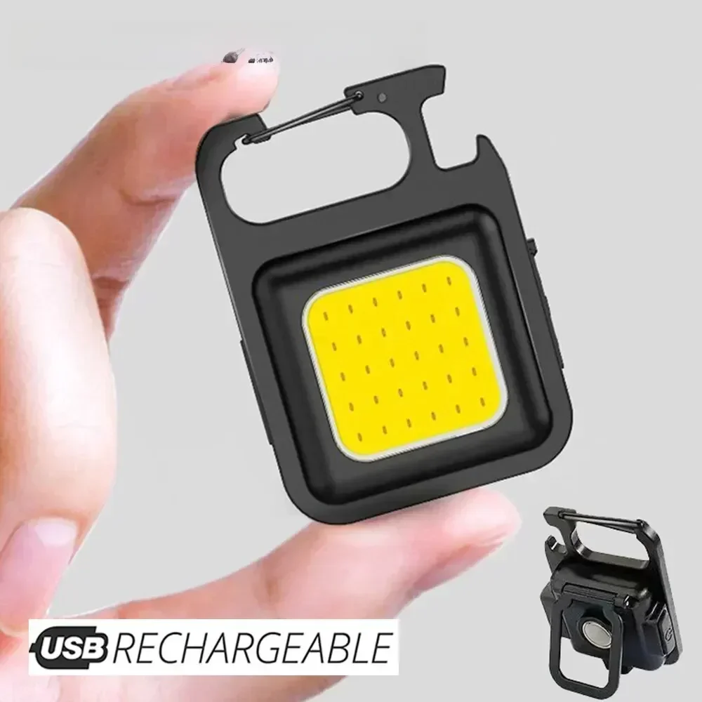 Super Bright MINI COB Keychain Flashlight Charging Lamp Camping Lights with Magnet 4 Lighting Modes for Camping Home