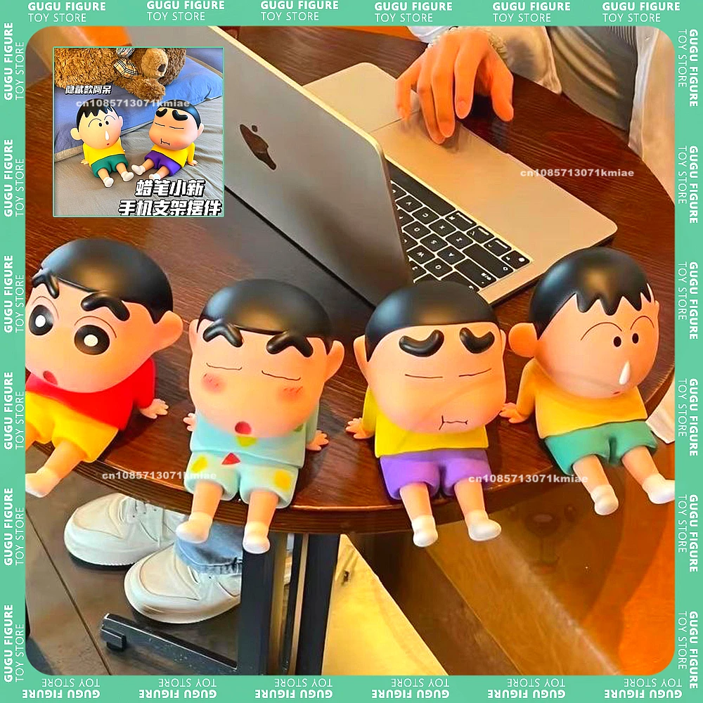 2024 NEW Crayon Shin-chan Boochan Action Figure Lazy Cell Phone Holder Nohara Shinnosuke cute Collection Model Kid Toys Gifts