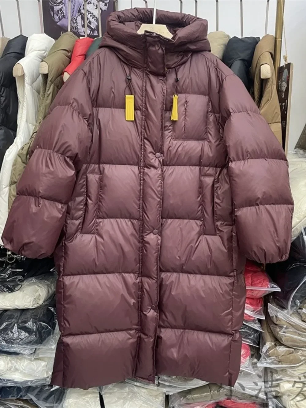 2025年新作 レディース オーバーコート 防水 90% ホワイトダックダウンジャケット 女性用 ルーズ ロング フェザー パファーコート フード付き 冬用 厚手