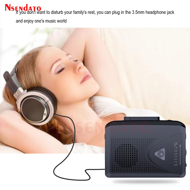 Portátil Super Radio Cassette Player com alto-falante, AM/FM rádio, leitor de música, gravador, adaptador para gravadores de fita