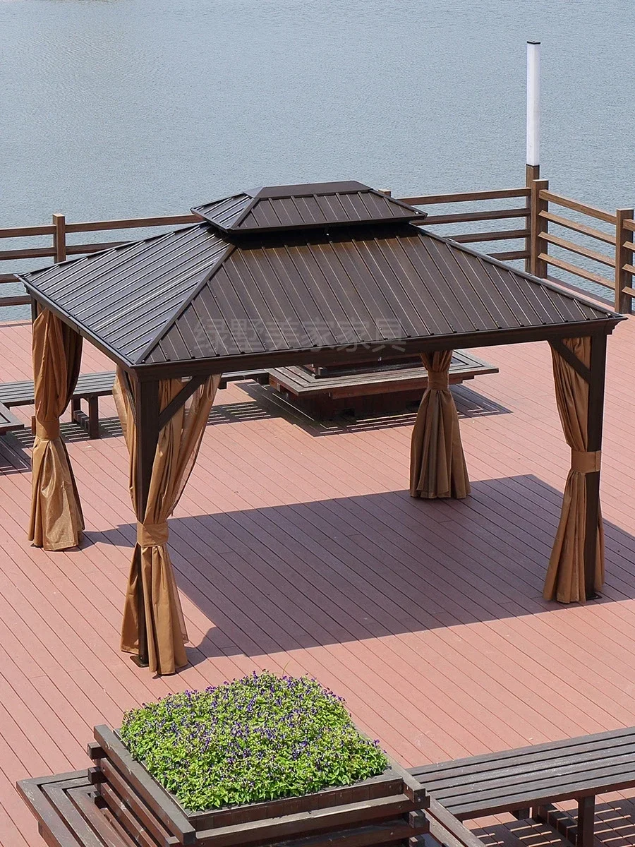 Gazebo, outdoor courtyard garden, aluminum alloy pavilion, sun room, yard awning, mobile house, pergola, four-corner tent